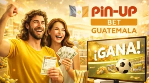 Pareja celebrando ganancias en Pin-Up Bet Guatemala con apuestas deportivas y premios en dinero real en Guatemala